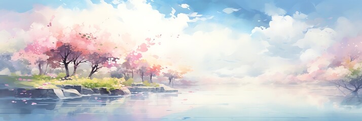 A watercolor splash with a calming, serene color scheme.