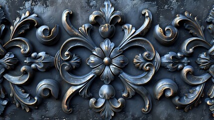 A series of ornate wrought iron scrolls, intertwining elegantly on a solid background