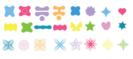 set of y2k shape abstract retro. vector illustration
