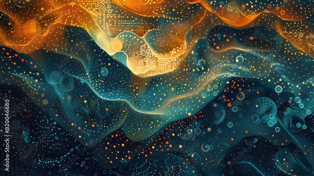 Poster 3d rendering of a glowing orange and blue nebula with stars. aig51a.