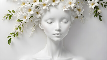 A clean, white backdrop, ideal for capturing the essence of tranquility and purity