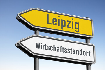 Leipzig, Wirtschaftsstandort, Verkehrswegweiser, (Symbolbild)