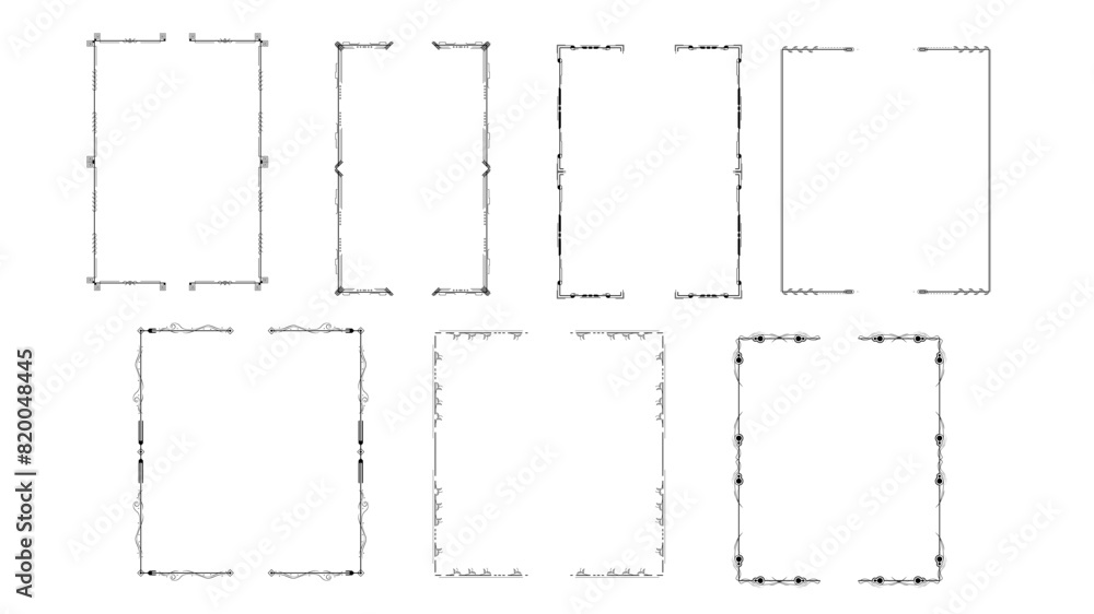 Poster set black simple line collection different doodle brackets, parentheses, braces elements vector desi