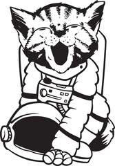 cat with a tattoo clipart vector illustration