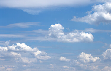 White clouds in blue sky in a spring day