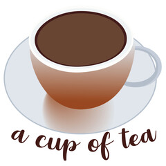 black tea with hot tea ,  flat design vector illustration, Hot Drink Concept Vector Design.