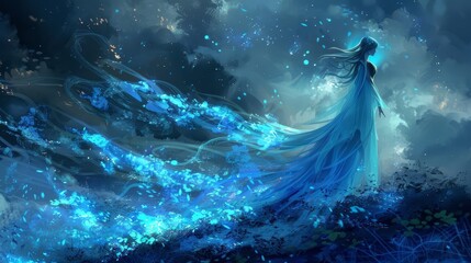 ethereal blue love spirit romantic fantasy concept art digital painting