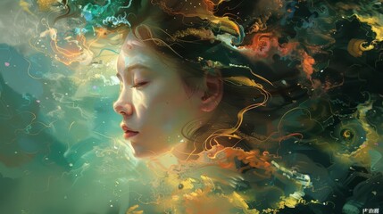 ethereal girl lost in dreams surreal fantasy illustration digital painting