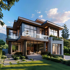 Fototapeta premium modern house in the park