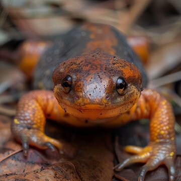 Featuring a newt , close-up portrait , high quality, high resolution