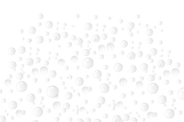 Transparent clean water bubbles isolated on white background. Monochrome underwater air bubbles on...