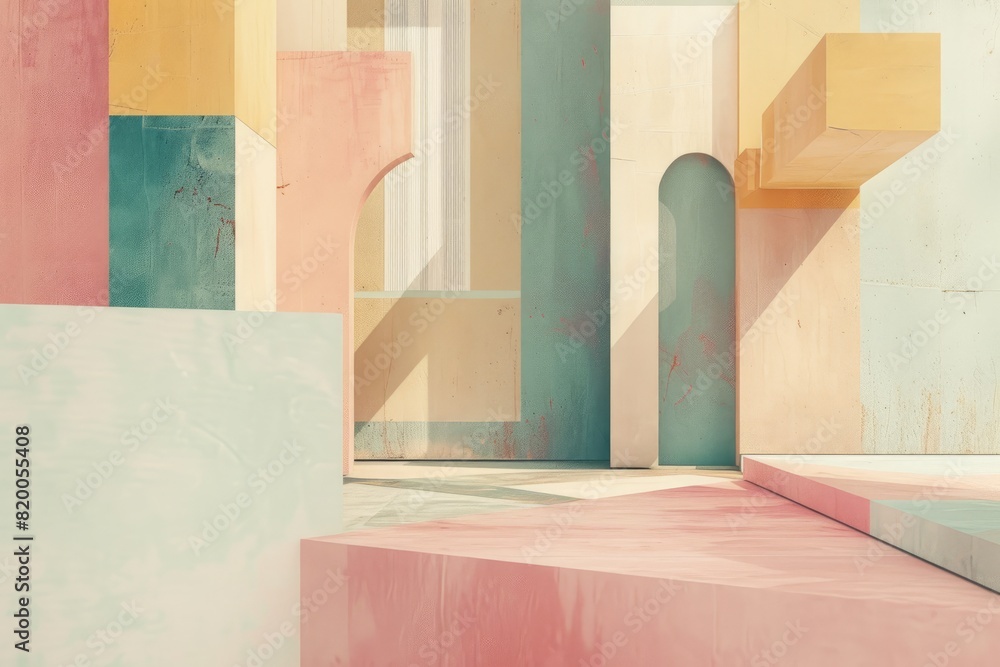 Aufkleber minimalistic abstract picture of geometry pattern with pastel color. geometric pattern design with v