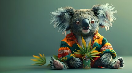 Surreal of a Cannabis Infused Koala in Reggae Attire