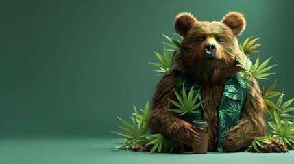 Surreal Portrait of a Cannabis Infused Bear in Reggae Attire