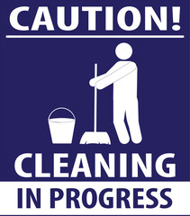 Cleaning in progress blue color sign vector.eps