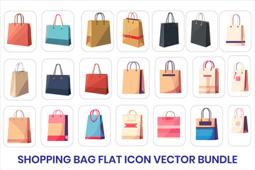 Shopping Bag Flat Icon Vector Bundle