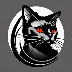 Black cat logo with red eyes