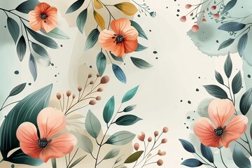 Cute abstract flowers with watercolor touch