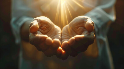 Human hands open palm up worship. Eucharist Therapy Bless God Helping Repent Catholic Easter Lent Mind Pray. Christian Religion concept background. fighting and victory for god