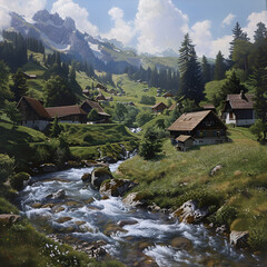 Fototapeta premium mountain village in the mountains