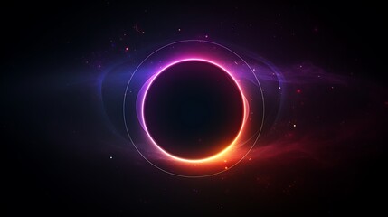 A black background with colorful lens flare and glowing light effects on the sides, creating an abstract circular shape with soft edges and vibrant colors