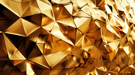 3d render abstract gold crystal background faceted irregular