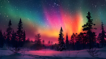 bright colored iridescent northern lights