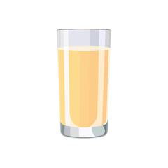 Full glass of yellow juice. Isolated vector summer drink for flat design