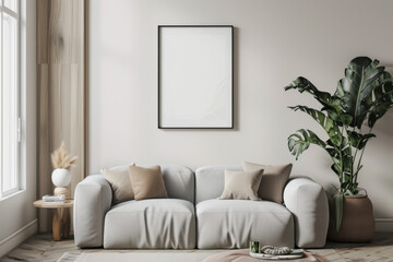 Living Room With Couch and Potted Plant