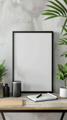Fototapeta premium mockup empty sitting on top of a desk, contemporary style office