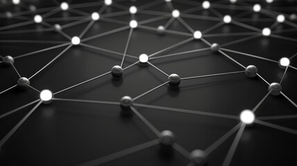 Illuminated Corporate Network Structure with Glowing Nodes on Dark Background - Abstract Digital Art Representing Communication and Hierarchy in a Modern Organization