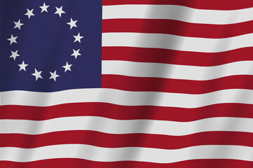 Betsy Ross US flag with stars and stripes background