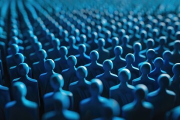 Obraz premium 3D rendering group of icon blue people on black background