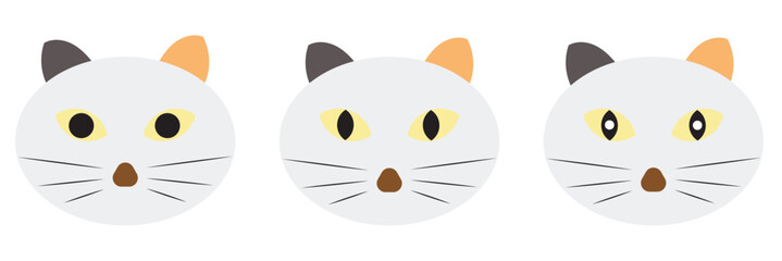 Cats head vector illustration cute animal funny decorative characters feline domestic trendy pet drawn