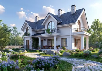 A beautiful house with a garden