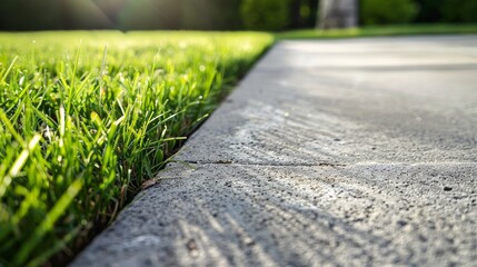 Close-up of a damaged concrete sidewalk joint, uneven and cracked, presenting a danger to pedestrians