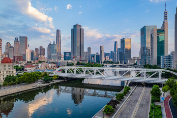 Fototapeta premium Tianjin city blue sky and white cloud landscape