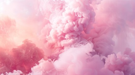 Fototapeta premium Abstract background with pink puffs of smoke, steam. Pink fog. Steam generator for events, parties