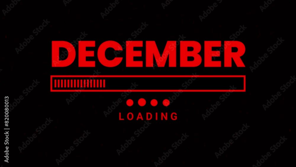 Poster december with progress bar animation video effect on dark background