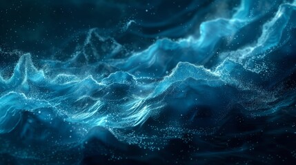 Digital Oceanic Currents, Animated oceanic currents and marine life patterns, showcasing the interconnectedness of marine ecosystems.