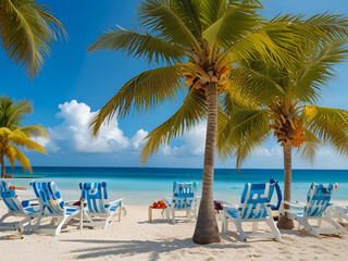 야자수가 있는 여름 바다 휴가