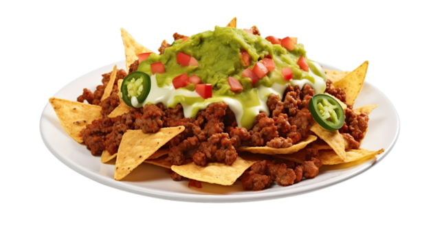 Mexican nachos with cheese sauce and jalapeno peppers generative ai