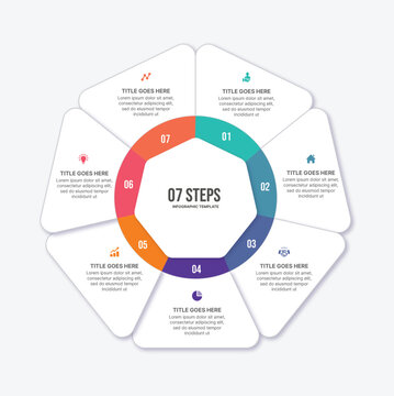 Circle Round Cycle Business Infographic Design Template with 7 Options