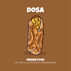 Dosa Indian food vector illustration