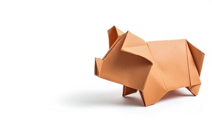 farm Animal agriculture farming concept origami isolated on white background of a cute pig, with copy space, simple starter craft for kids
