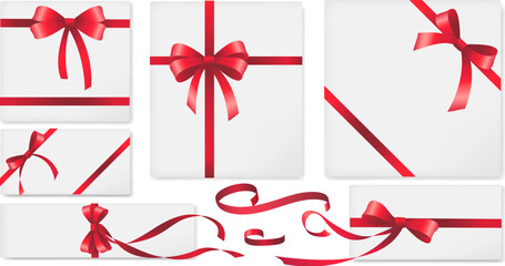 Gift cards templates with red bows