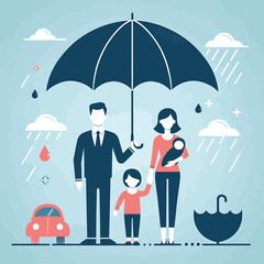 A family under an umbrella. Love, Care, and Coverage: Investing in Your Family's Well-Being