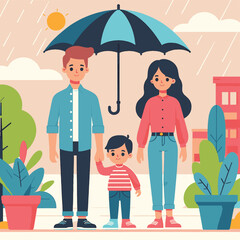A family under an umbrella.. Weathering Life's Storms: Protecting Your Family's Future