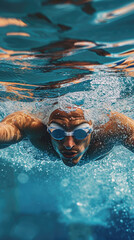 Naklejka premium People enjoy swimming and snorkeling in pools and the sea for summer fun in cool blue water