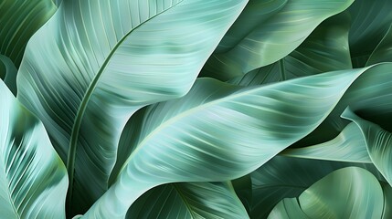 tropical palm leaf and shadow, abstract natural green background, dark tone textures